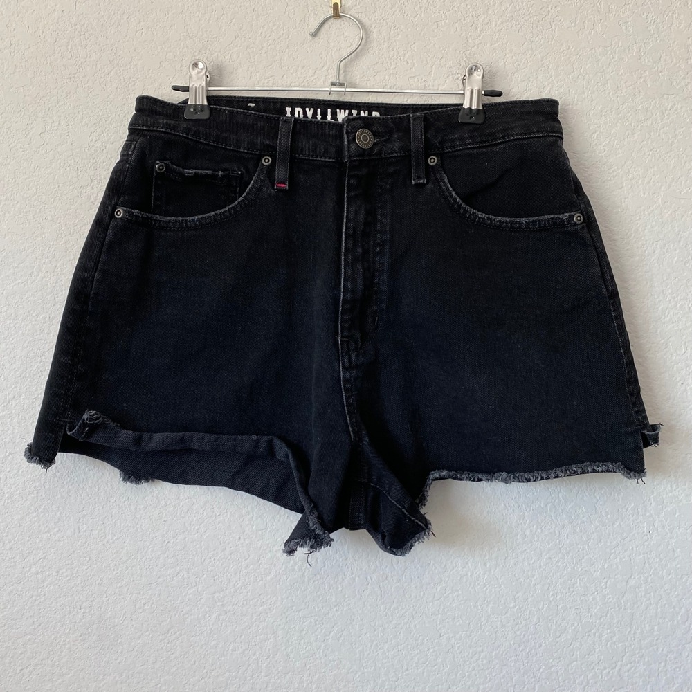 Idyllwind Denim Shorts 8 Black Womens Western Cowgirl Raw Hem High Rise Cut-Off